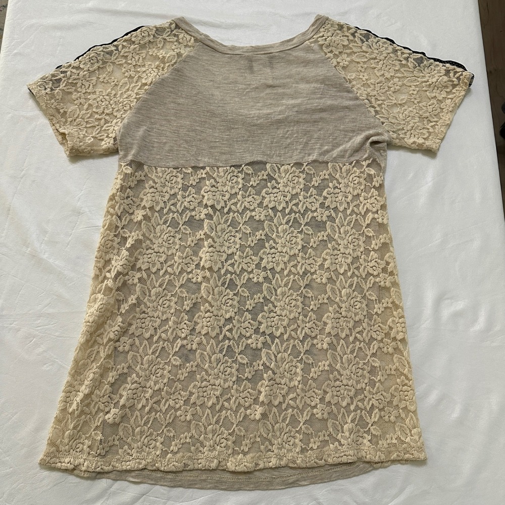 VTG Y2K Daytrip Graphic Tee Lace Women L Western Steer Skull Rhinestone Festival - Picture 7 of 10
